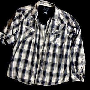 Warehouse one XL mens button up dress shirt with sleeve detail